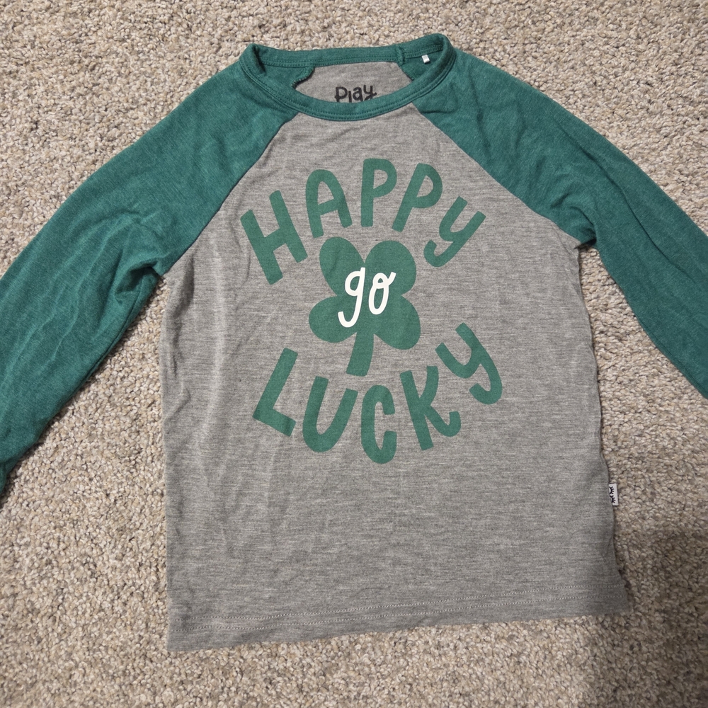 Little Sleepies Teal and Gray Raglan Tee